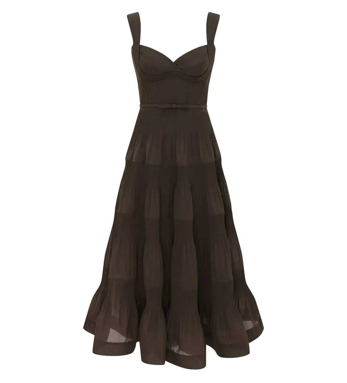 Zimmermann Pleated Draped Midi Dress in Olive Size 1 / AU10 - Image 1