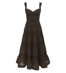 Zimmermann Pleated Draped Midi Dress in Olive Size 1 / AU10 for rent on The Volte - image 1
