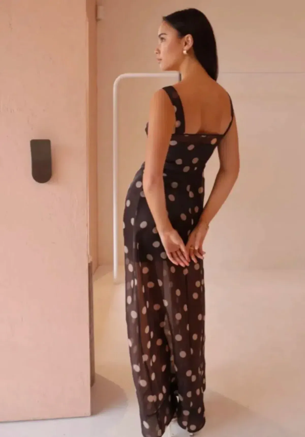 BY NICOLA GOLDIE MAXI DRESS CHOCOLATE POLKA - Image 3