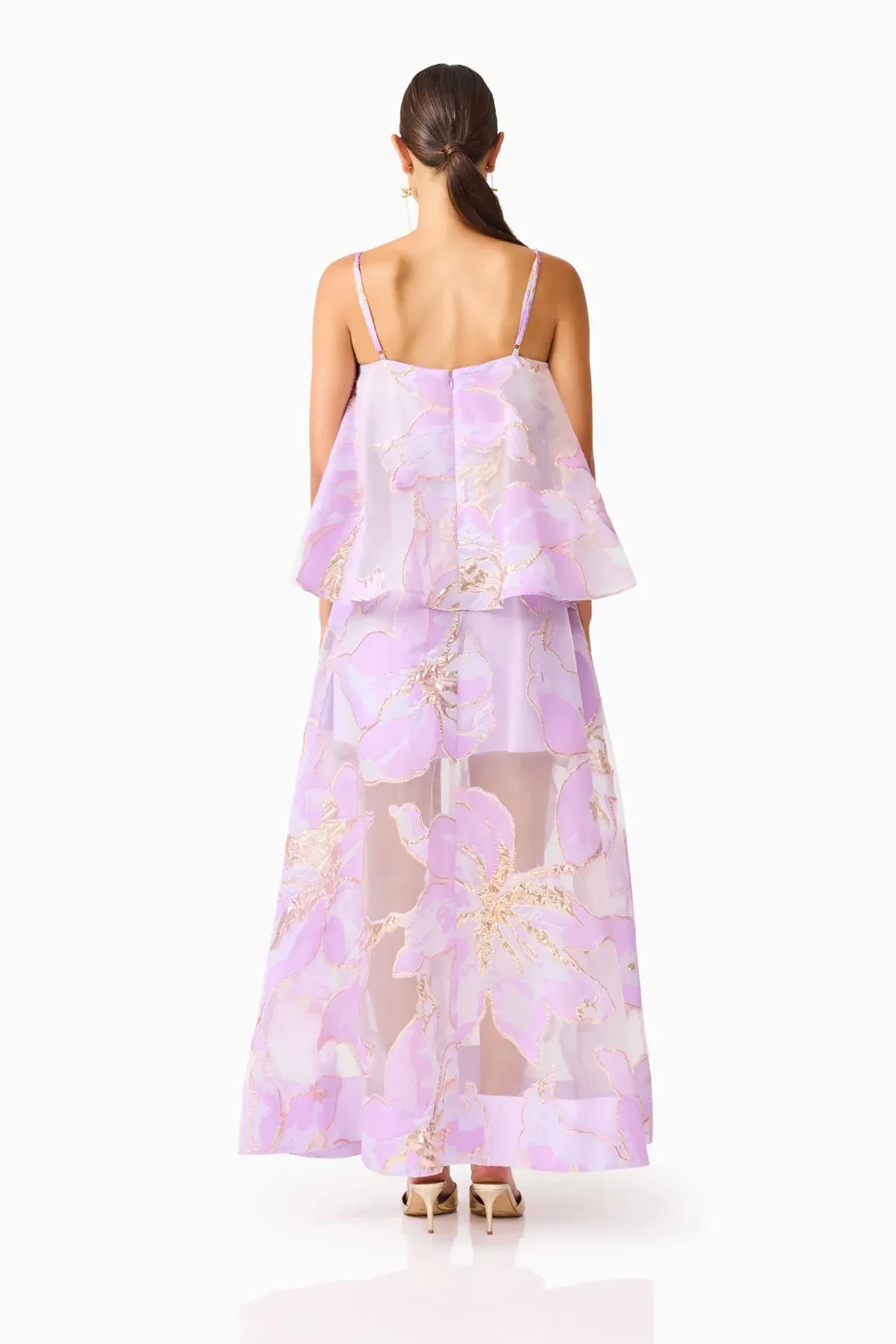 Elysia Tiered Gown in Purple Floral - Image 4