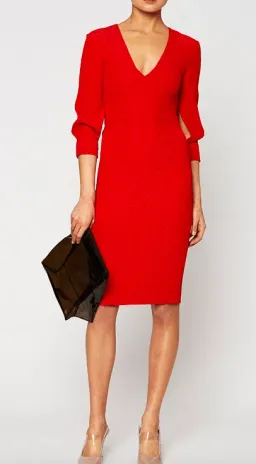 Scanlan Theodore Crepe Long Sleeve Dress In Red | Size AU 10 for rent on The Volte - image 1