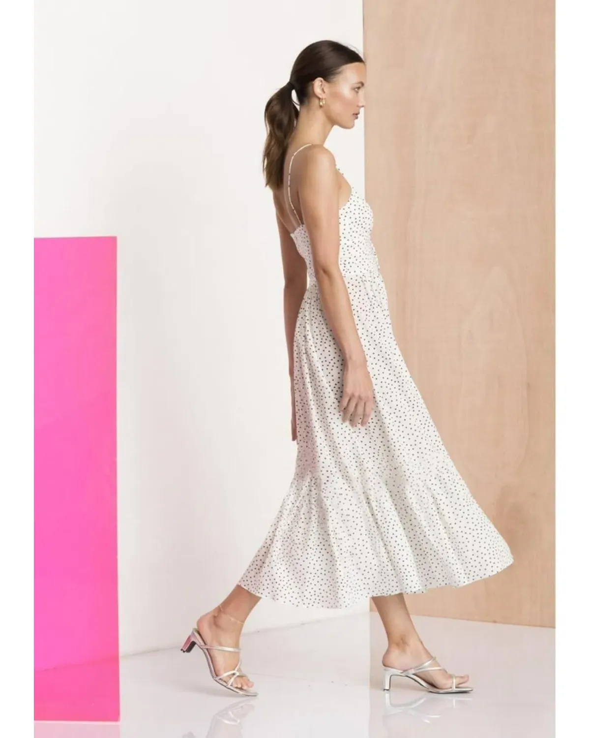 Bec & Bridge Miss Frenchie Midi Dress Polka Dot Size AU 8 - Image 2