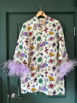 Kitri Carlotta Playing Cards Feather Mini Dress. Size 12 for rent on The Volte - image 1