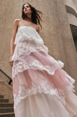 Aje Ophelia Lace Gown Pink White Multi Size 8 for rent on The Volte - image 1