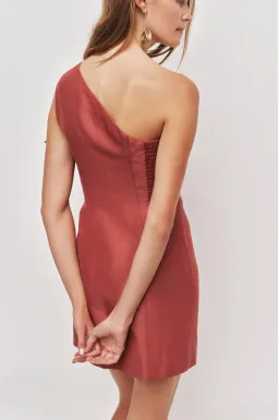 Aje Isla mini dress Rust Size 10 for rent on The Volte - image 4