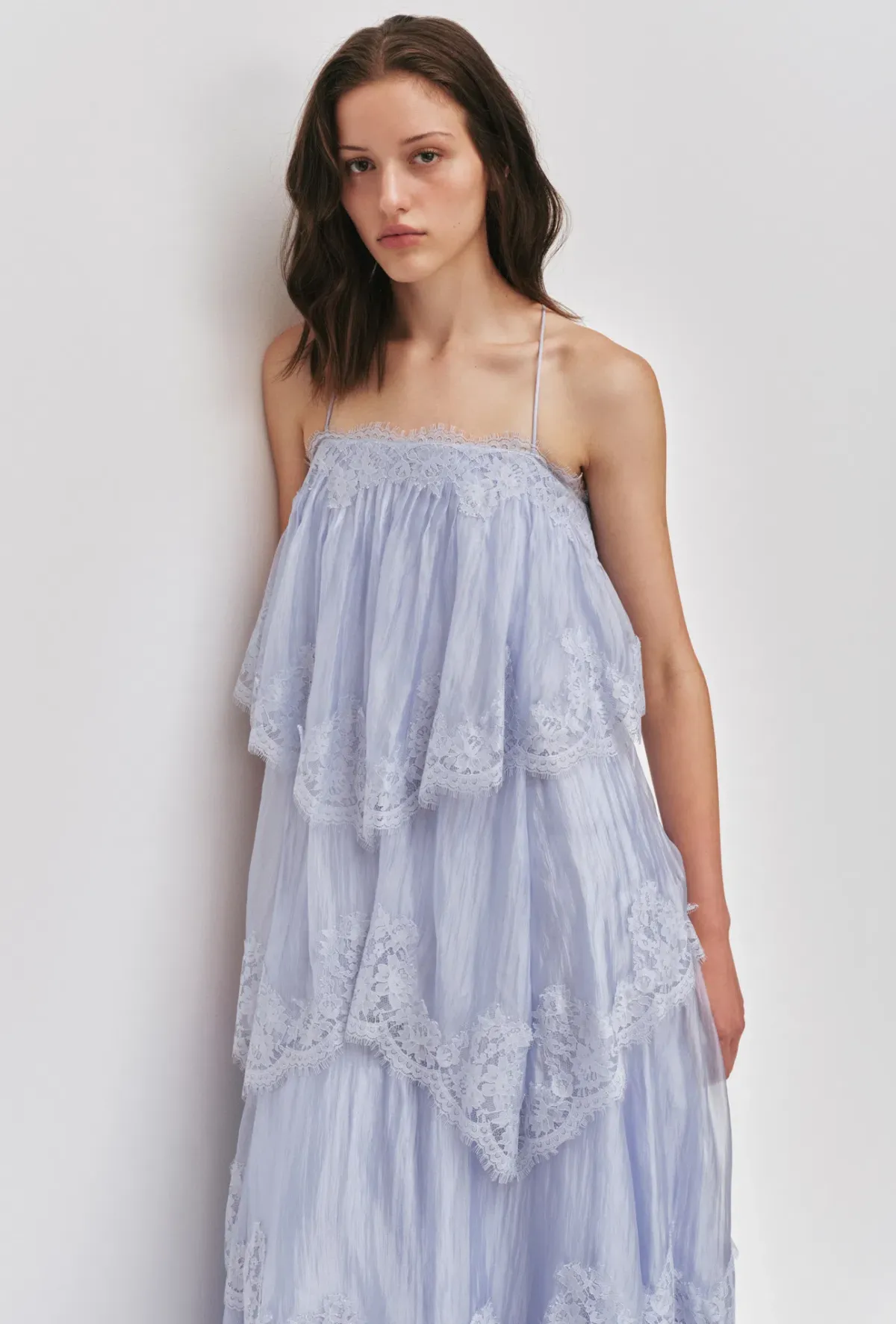 Aje Ophelia Lace Gown size 16 Blue - Image 3