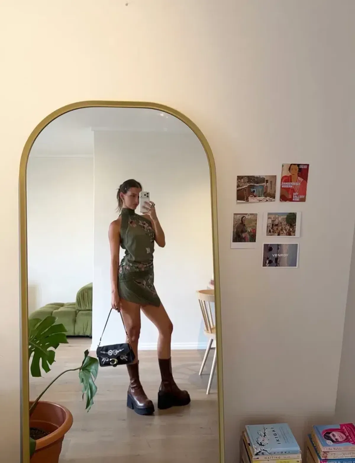BEC AND BRIDGE CAMELIA RACER TOP AND CAMELIA MINI SKIRT SET IN OLIVE GREEN GARDENIA SIZE 6 XS - Image 5