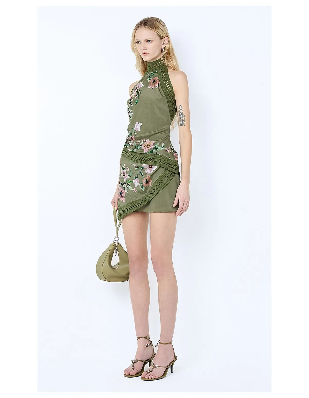 BEC AND BRIDGE CAMELIA RACER TOP AND CAMELIA MINI SKIRT SET IN OLIVE GREEN GARDENIA SIZE 6 XS - Image 2