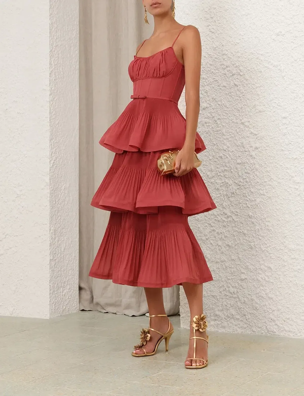 Zimmerman Pleated Tiered Midi Dress size 1/AU10 - Image 2