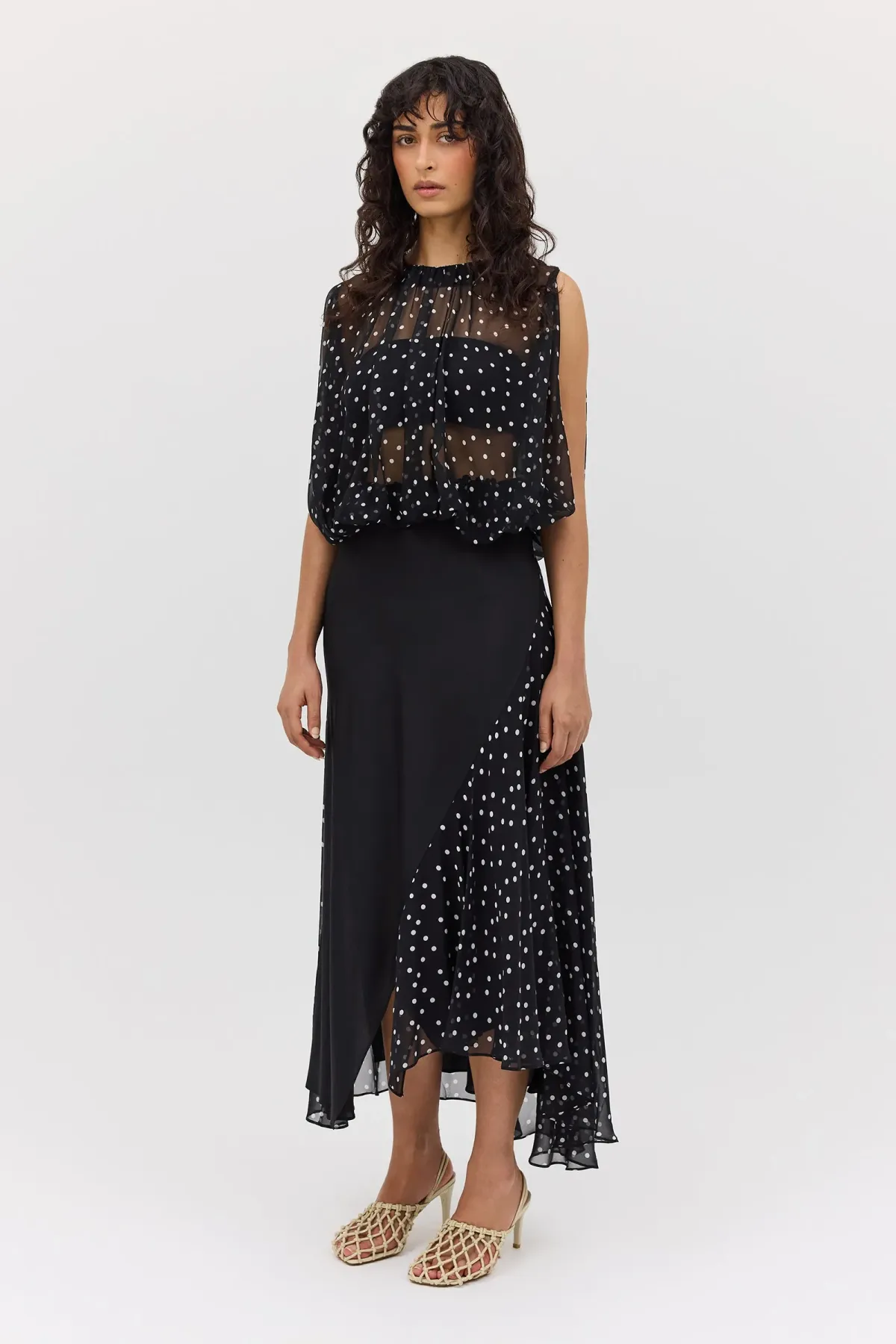 Bianca Spender Black Polka Dot Silk Emerge Top Size S - Image 7
