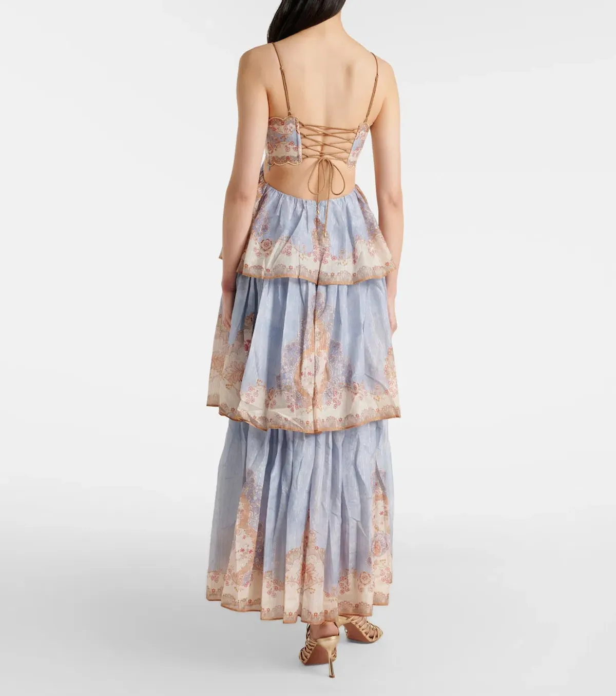 Zimmermann Daylight Tiered Maxi Dress (NEW) in Wallpaper Floral Denim Size 1 AU 10 - Image 2