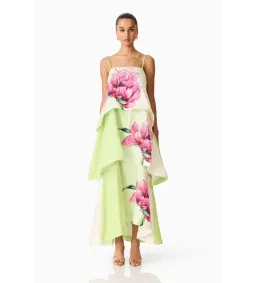 Elliatt Elisa Tiered Gown in Green and Pink Floral Size L AU 12 for rent on The Volte - image 3