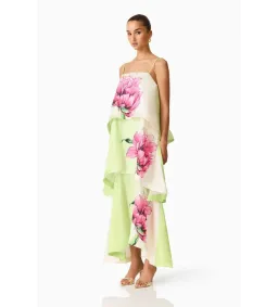 Elliatt Elisa Tiered Gown in Green and Pink Floral Size L AU 12 for rent on The Volte - image 4