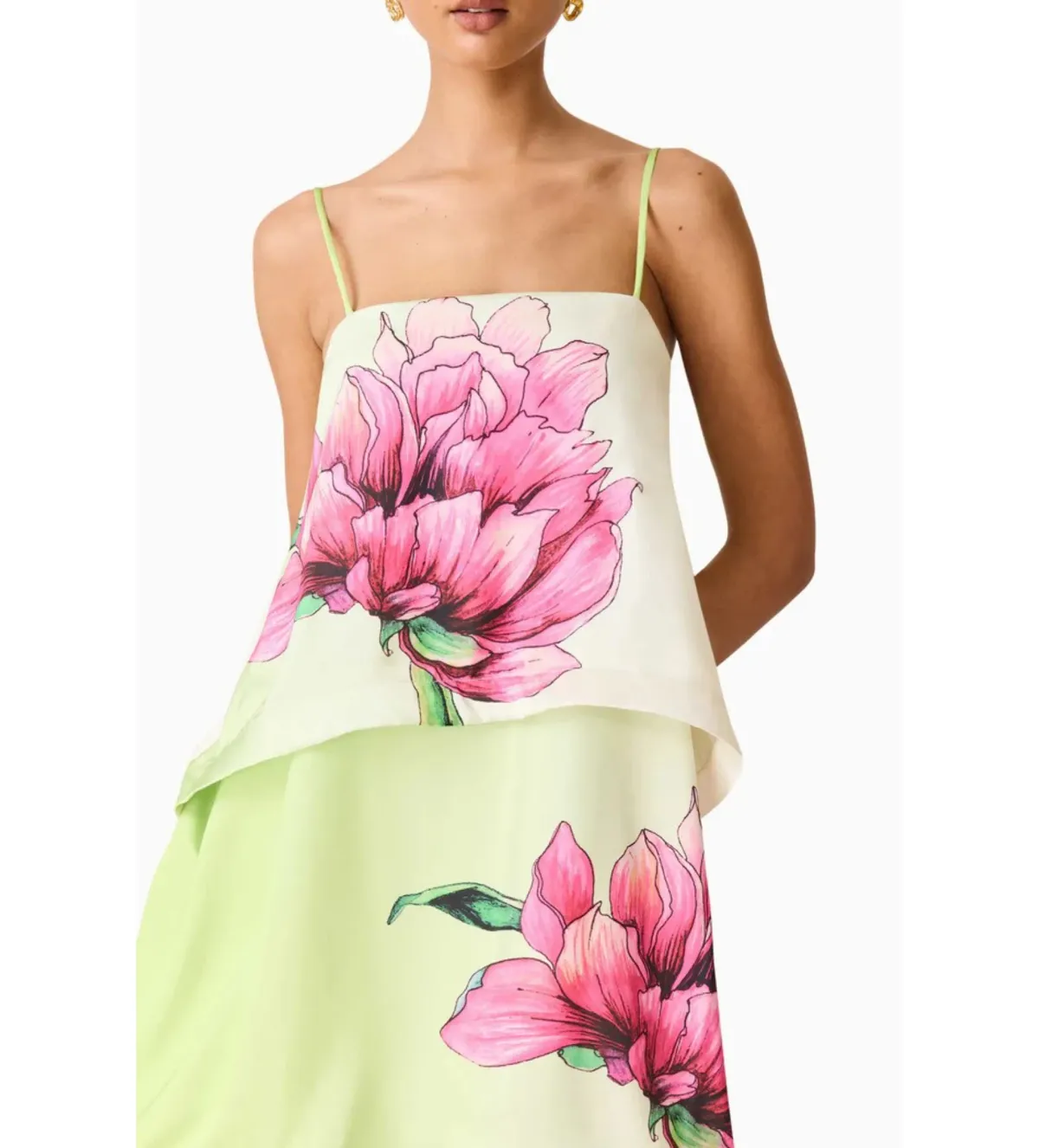 Elliatt Elisa Tiered Gown in Green and Pink Floral Size L AU 12 - Image 6