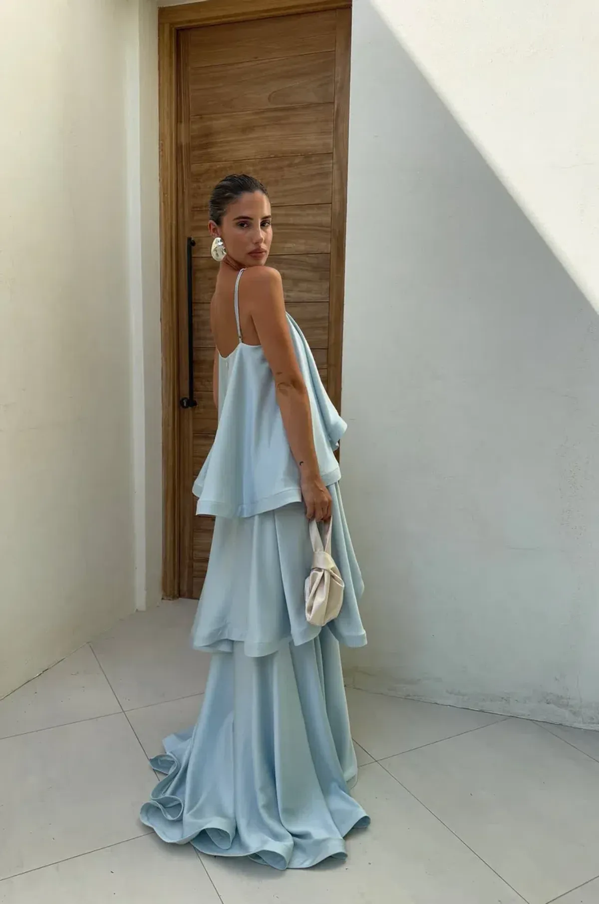 Elliatt Tilly Tiered Maxi Dress Pale Blue Small - Image 1