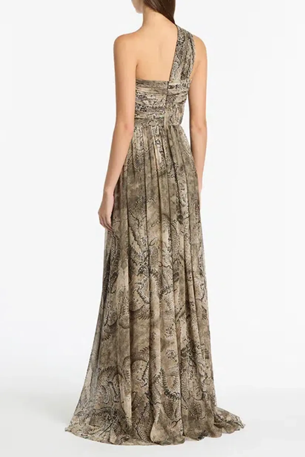 Carla Zampatti Size 12 Lindy Lee Moss Fierce Dragon Silk Button Gown - Image 3