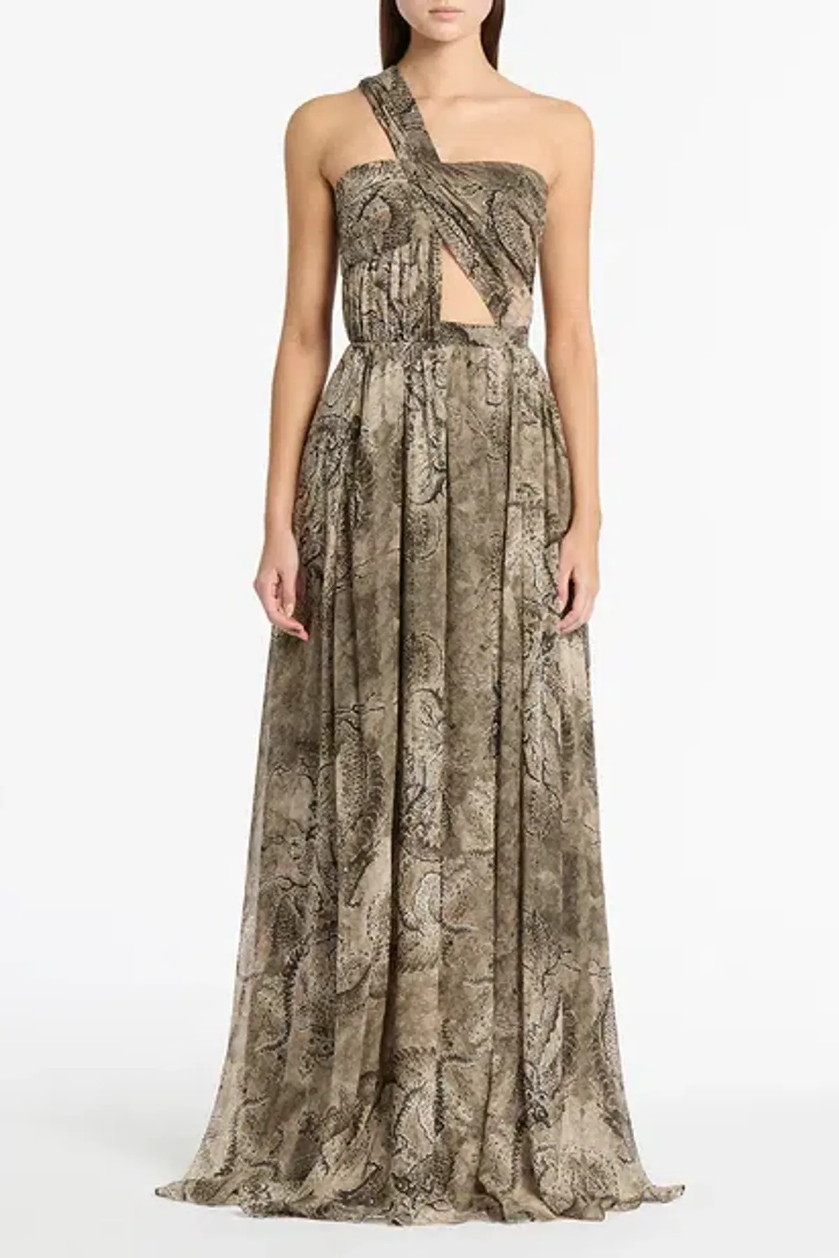 Carla Zampatti Size 12 Lindy Lee Moss Fierce Dragon Silk Button Gown - Image 6