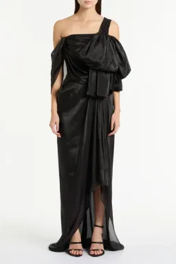 Carla Zampatti Black Lustre Chiffon Bow Evening Gown (AU 12; US 10) for rent on The Volte - image 2