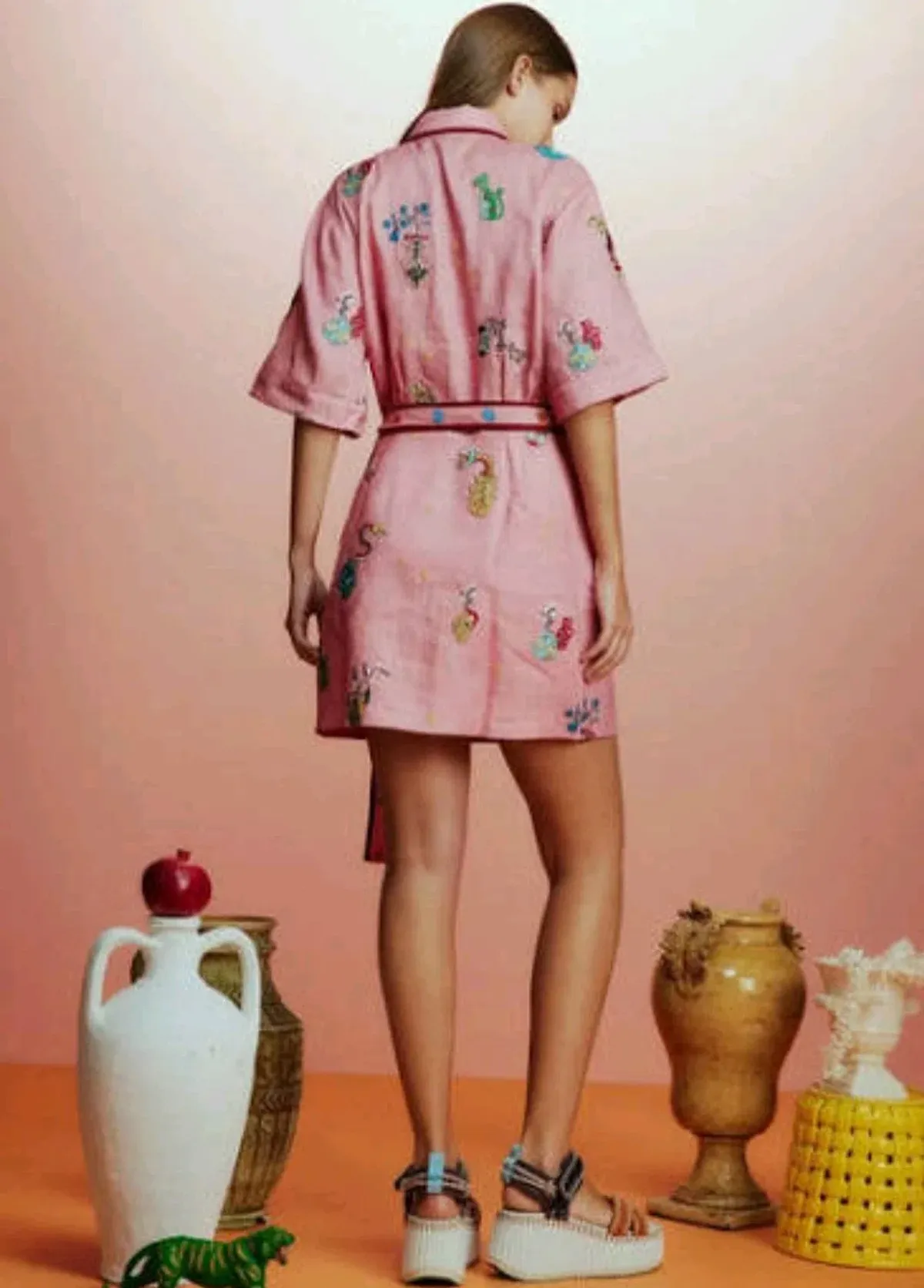 Alemais Timmy Embroidered Mini Dress in Pink Size AU 10 - Image 3