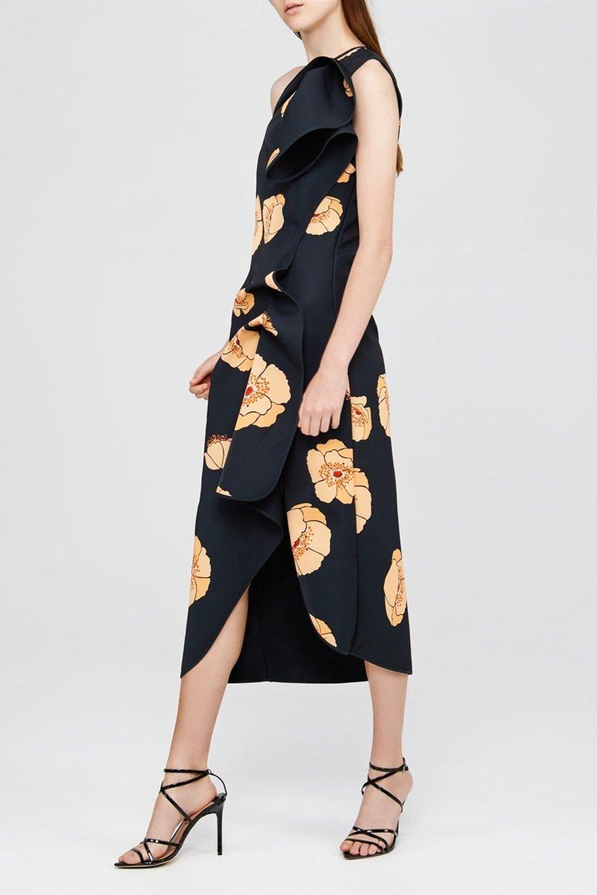 Acler Crawford Midi Dress Black Large Amber Poppy Size 8 - Image 2