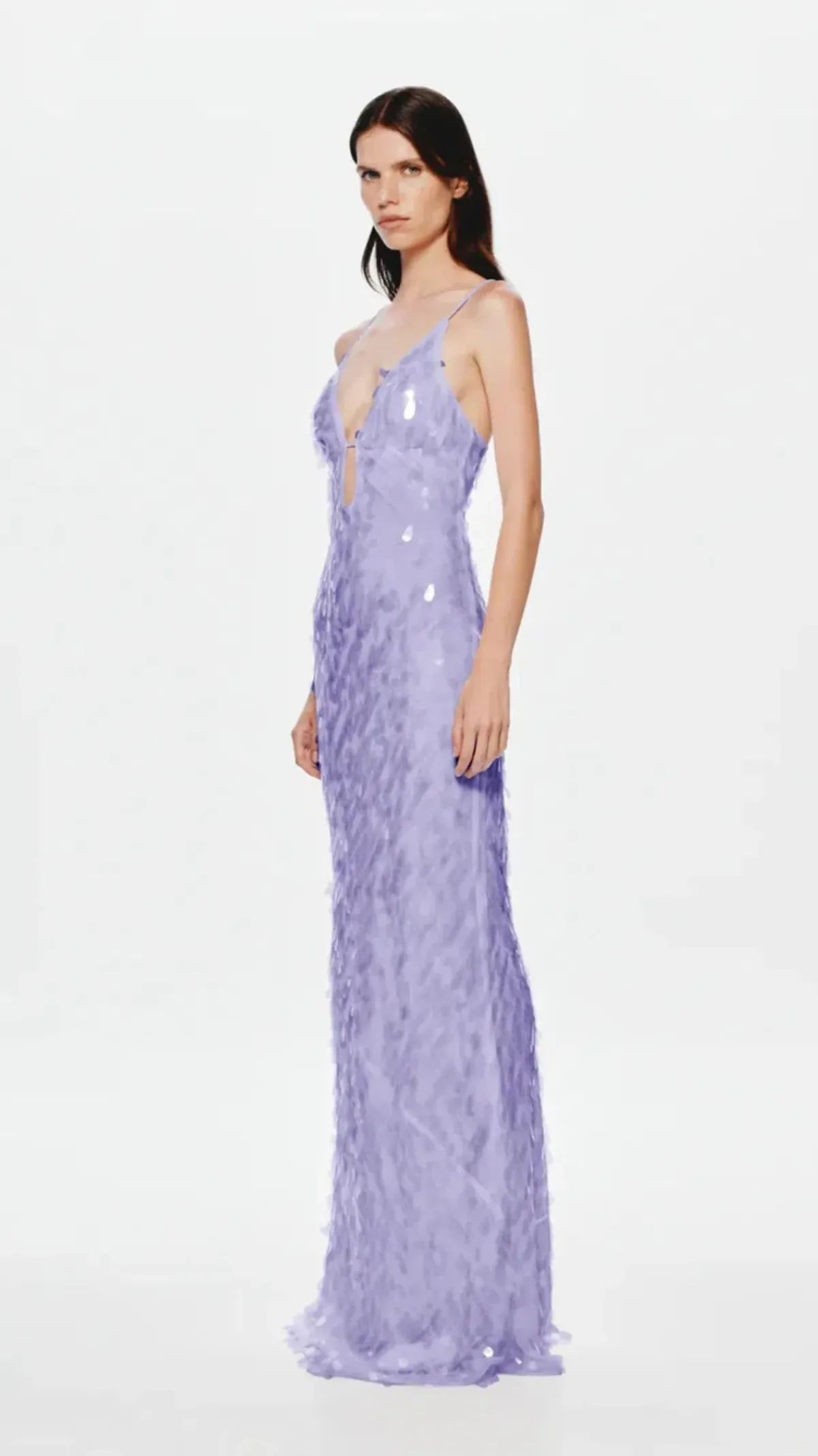 MISHA Sapphire Sequin Maxi Dress in Lilac Size S (8) - Image 3