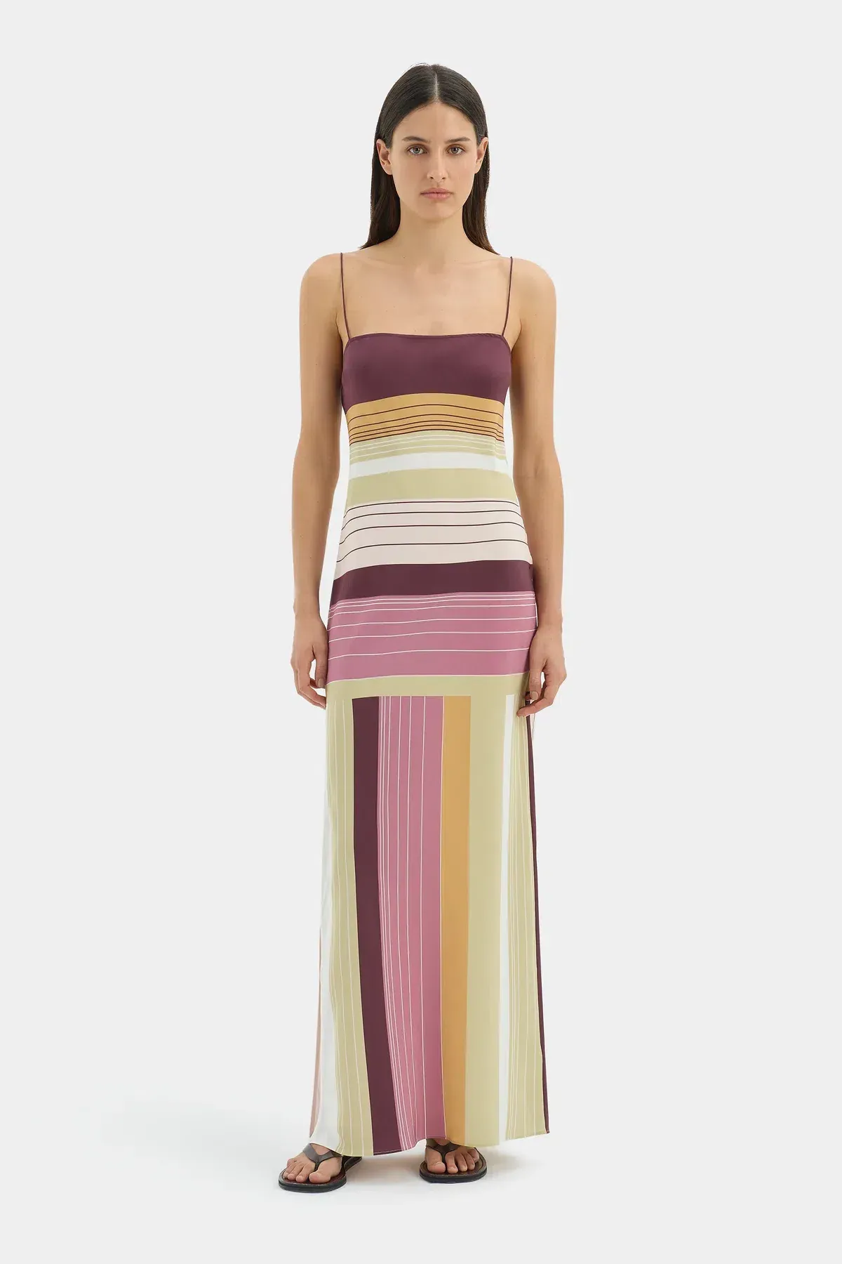 Sir the Label Fontana Slip Dress Purple & Yellow Elisa Stripe size 3 - Image 1