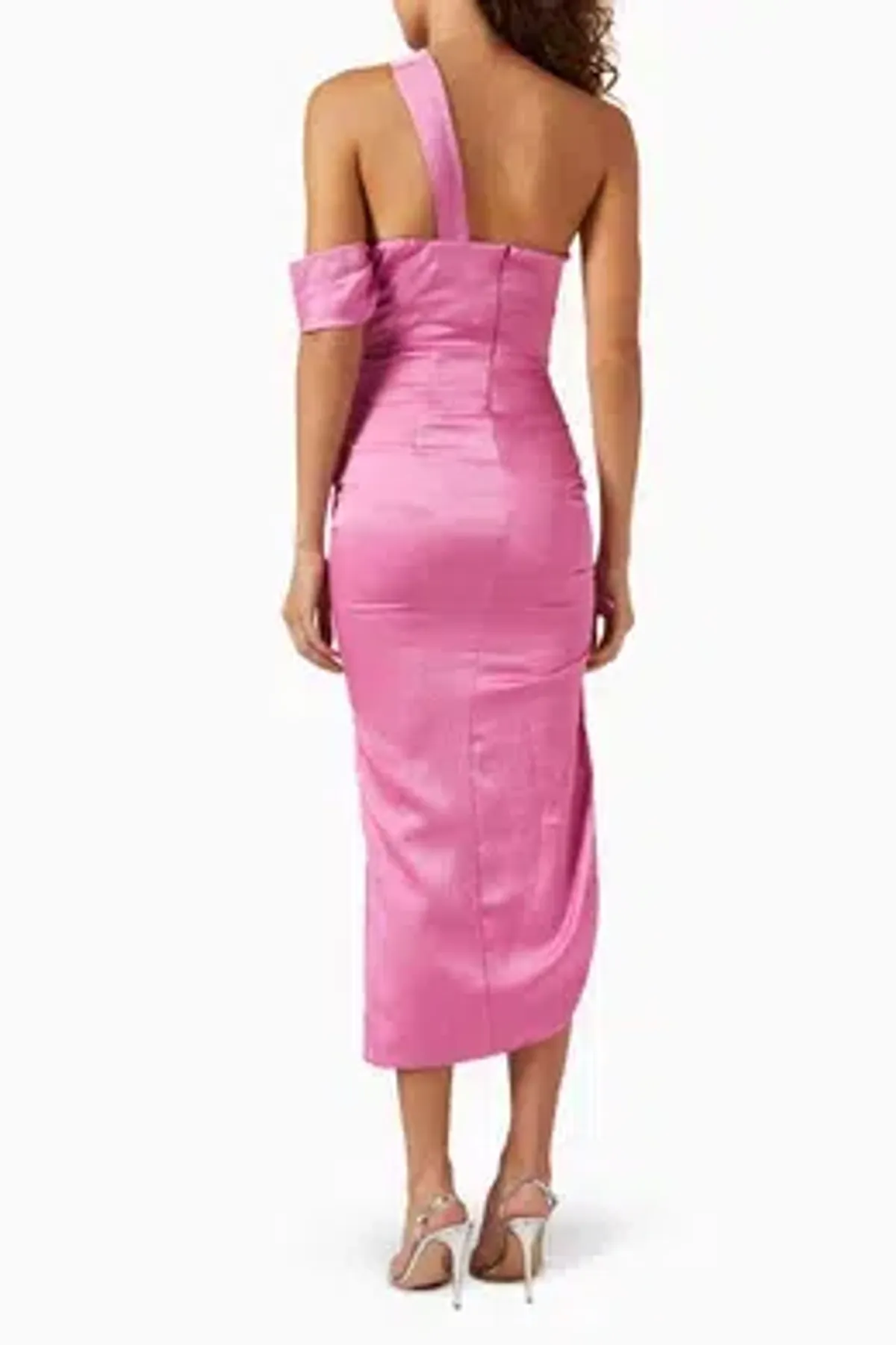 elle zeitoune Sierra Asymmetric Midi Dress In Pink | Size AU 12 - Image 3