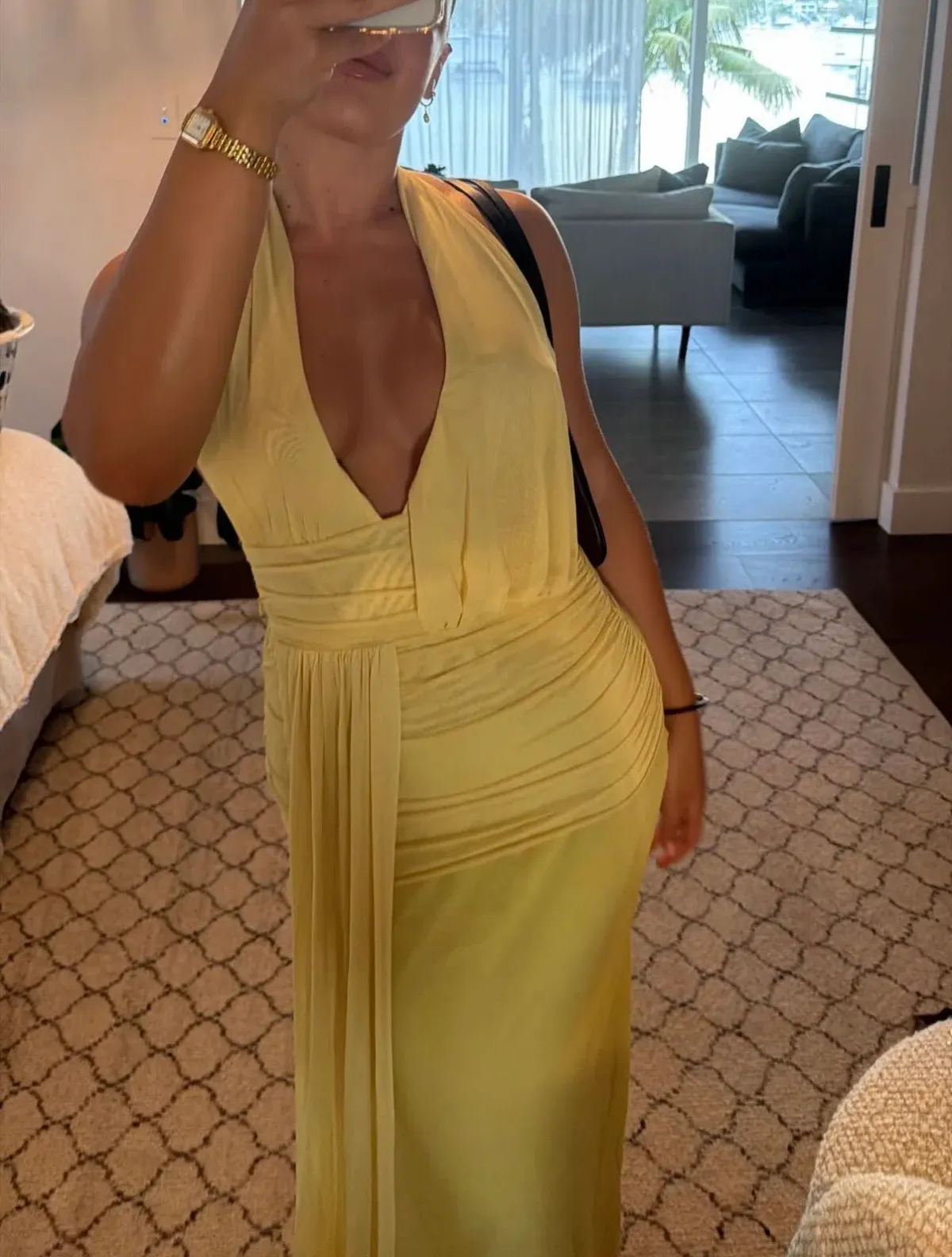 Bec and Bridge Cassis Drape Maxi Dress in Citron Yellow Size 6 - Image 2