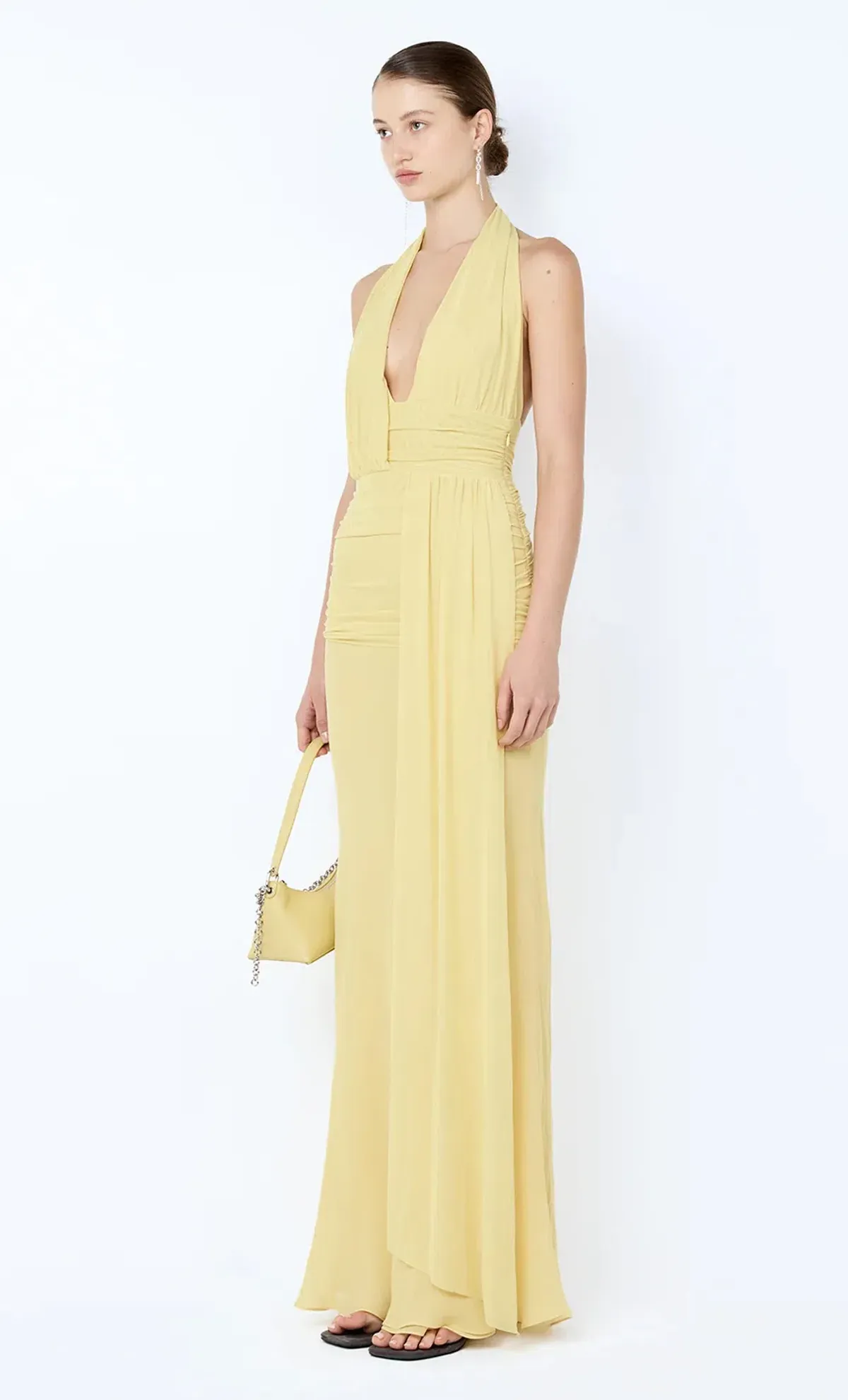 Bec and Bridge Cassis Drape Maxi Dress in Citron Yellow Size 6 - Image 5
