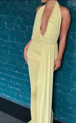 Bec and Bridge Cassis Drape Maxi Dress in Citron Yellow Size 8 for rent on The Volte - image 3