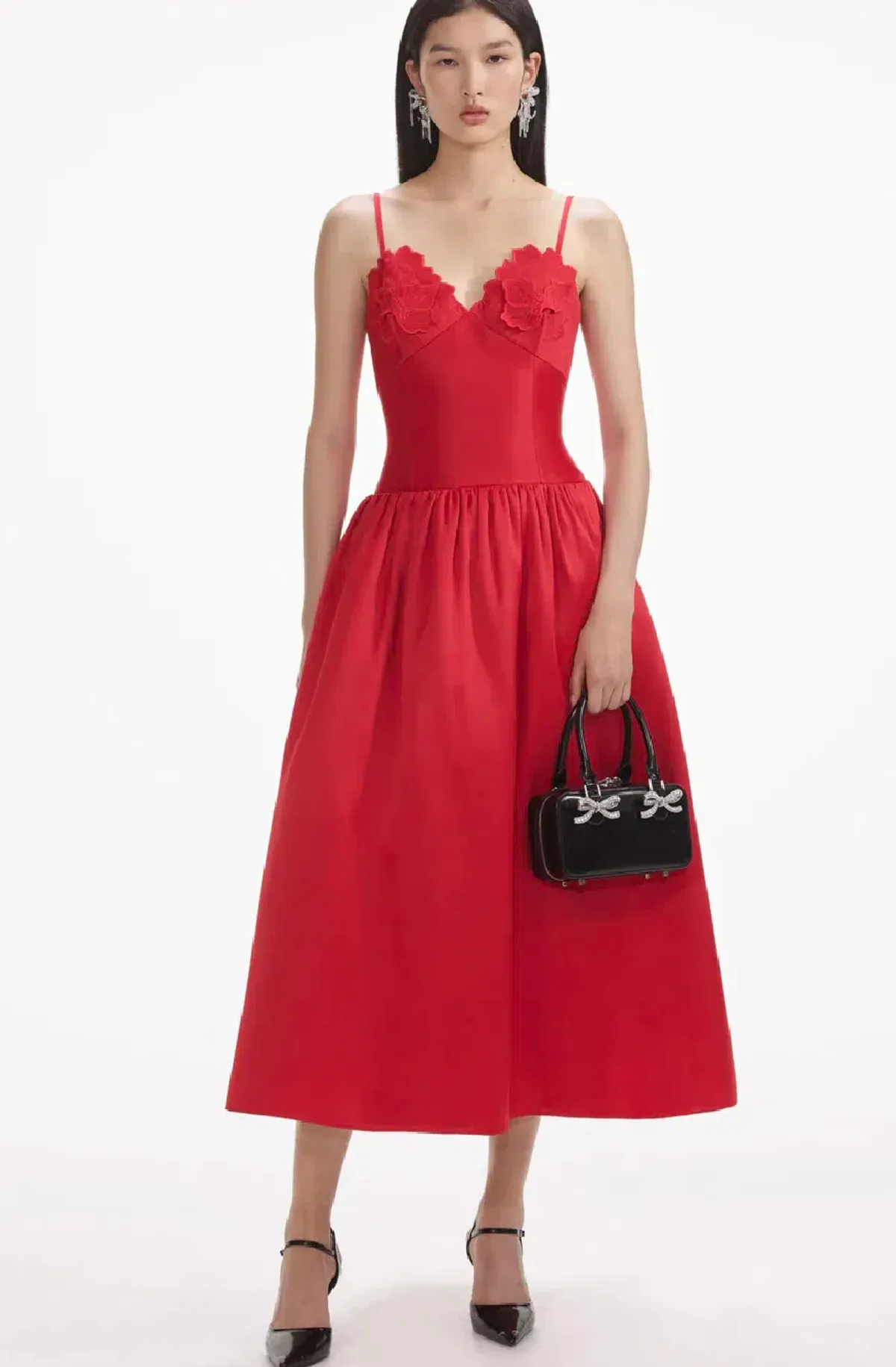 Self Portrait Red Tafetta midi dress size 6 - Image 2
