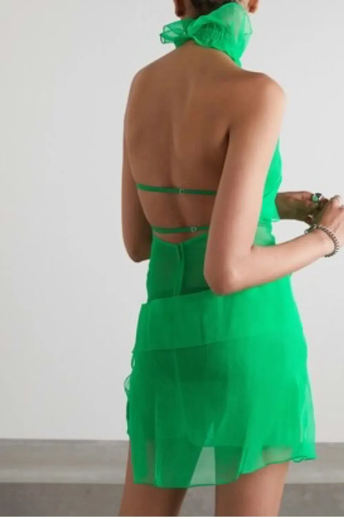 Supriya Lele open back halter mini dress green size 6 - Image 2