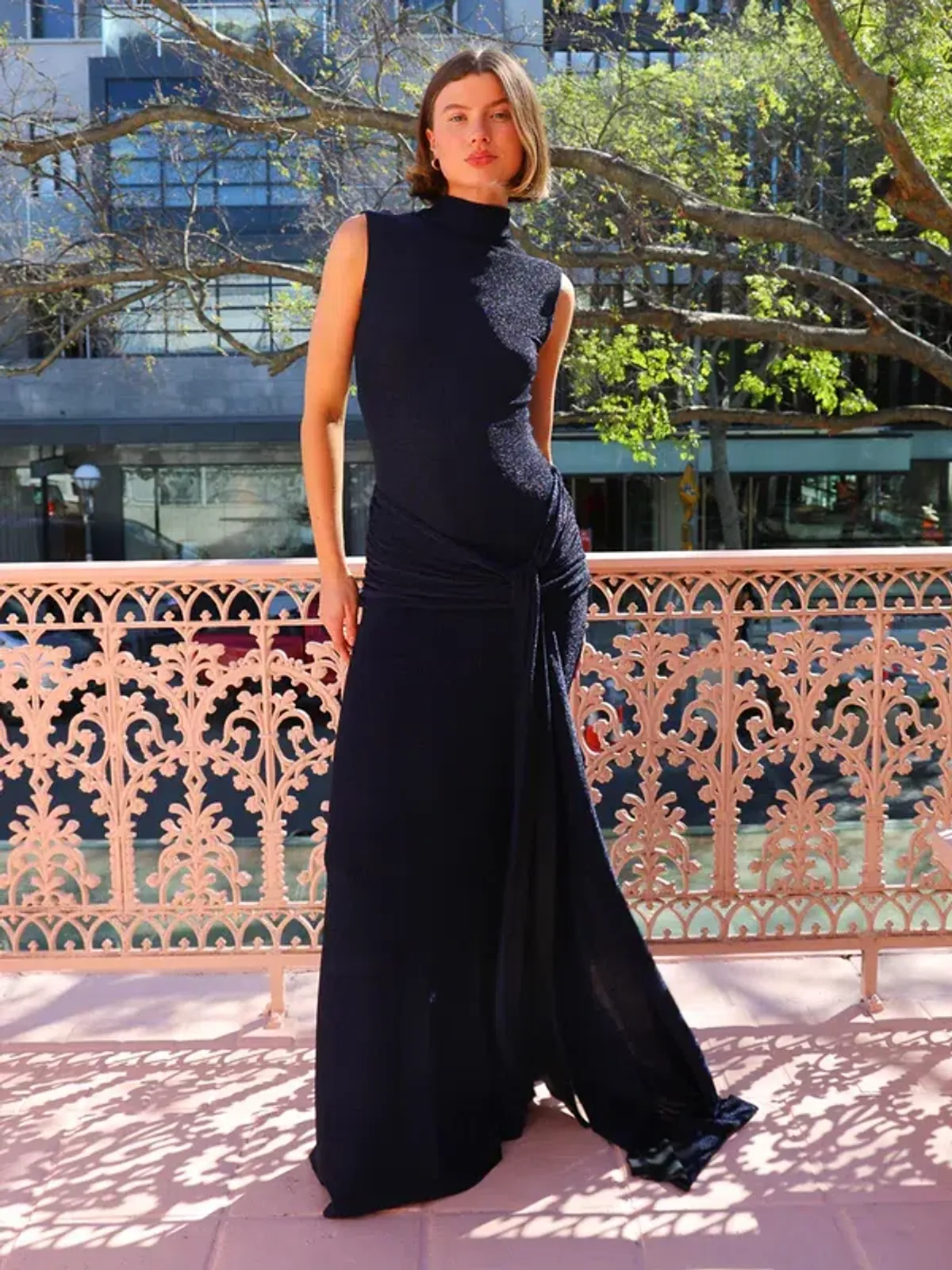 By Nicola - Emerson High Neck Dress with Sarong in Twilight - Image 4