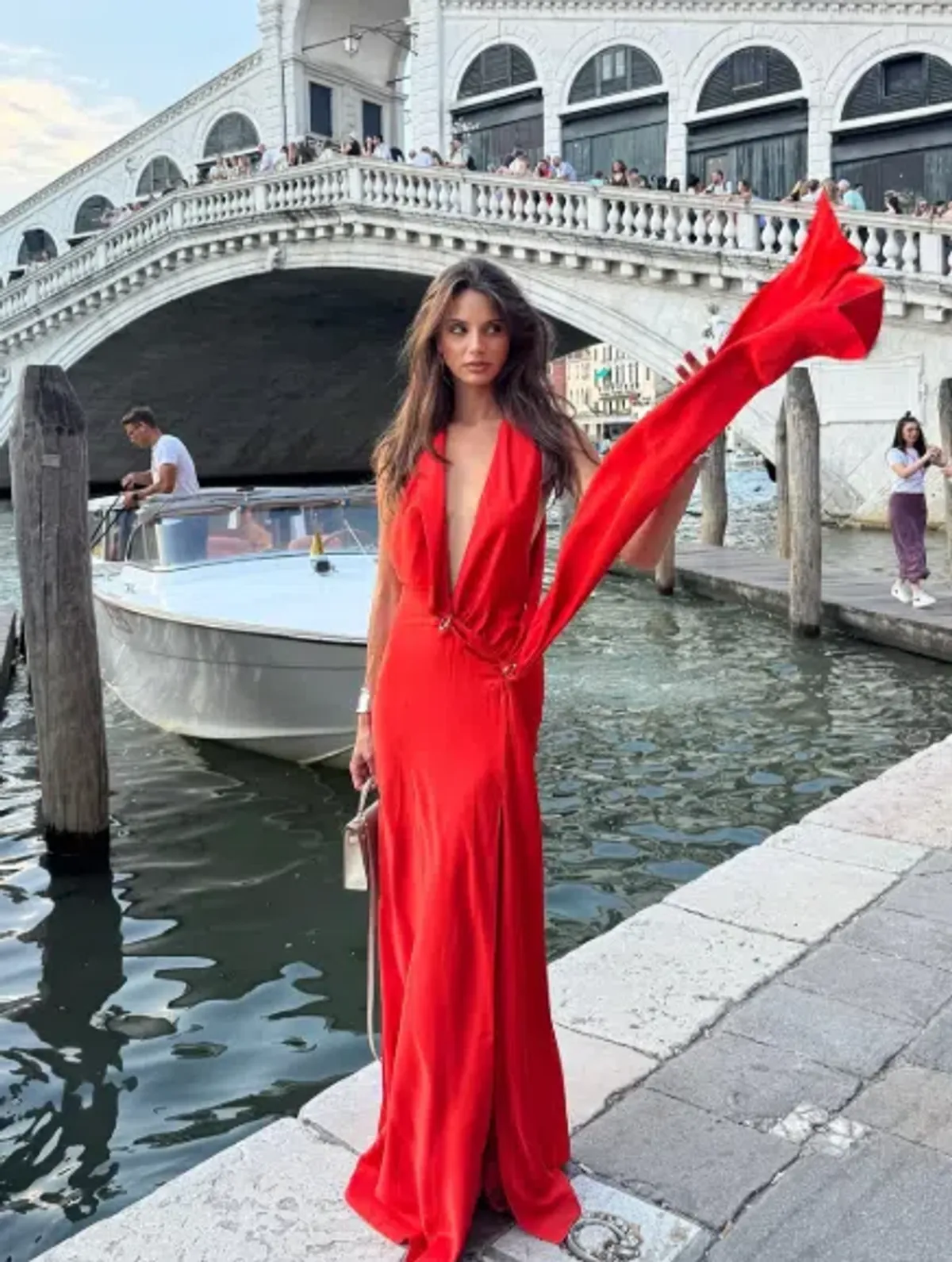 MISHA Harlow Satin Maxi Dress Chilli Size XXS  - Image 1