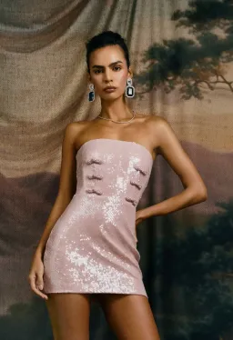 Sau Lee - Cindy mini dress in misty pink  for rent on The Volte - image 4