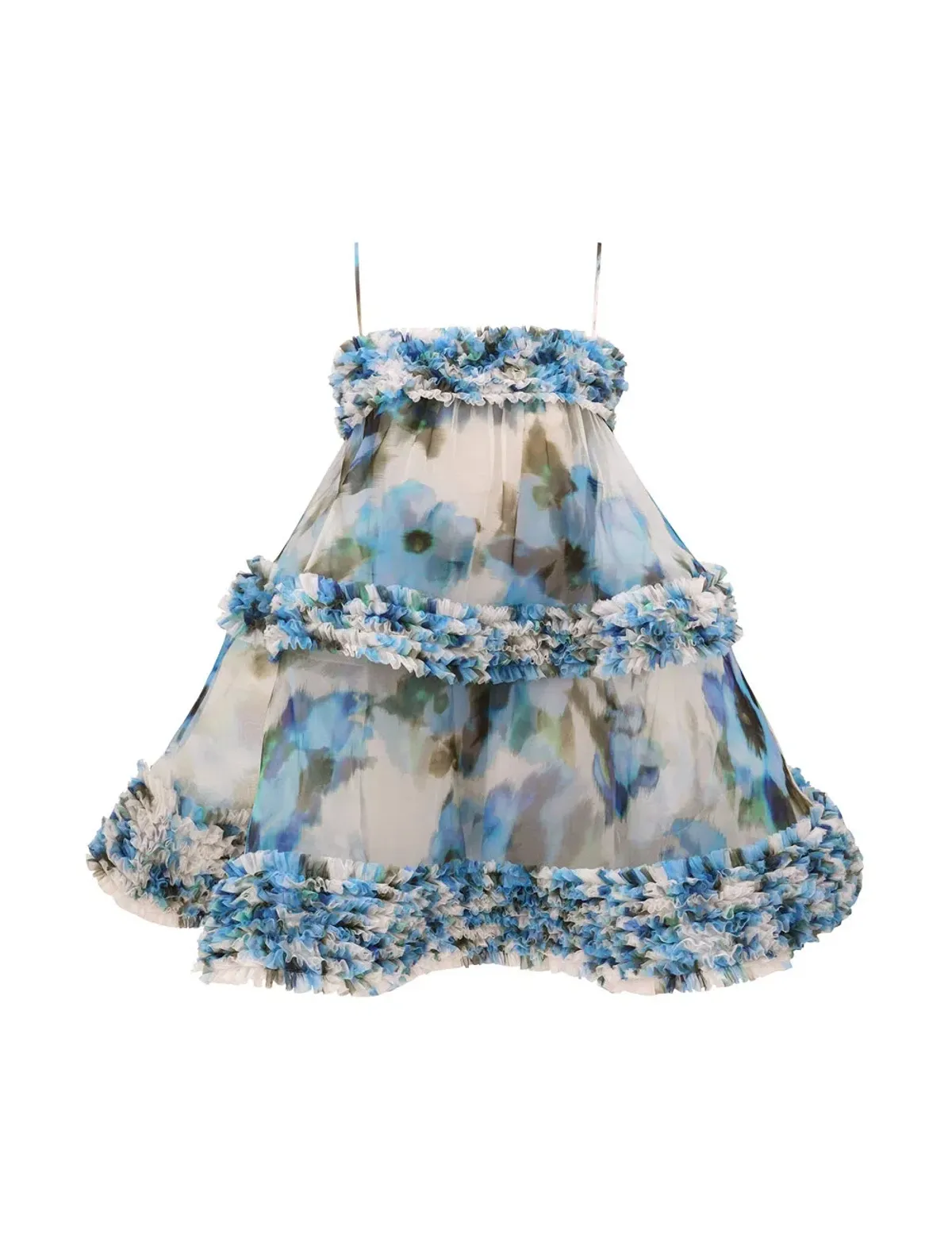 Zimmermann Alchemy Ruffle Mini Dress Blue Poppy Size 0 - Image 1