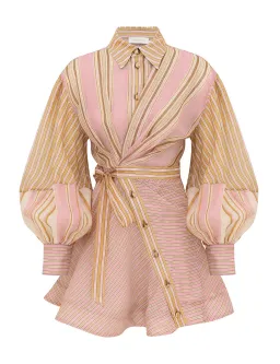 Zimmermann Alchemy Striped Mini Dress Multi Pink Stripe Size 2 for rent on The Volte - image 1