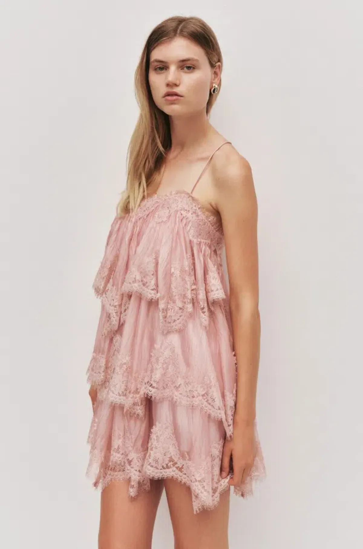 Aje Ophelia Lace Mini Dress Fawn Pink Size 8 - Image 1