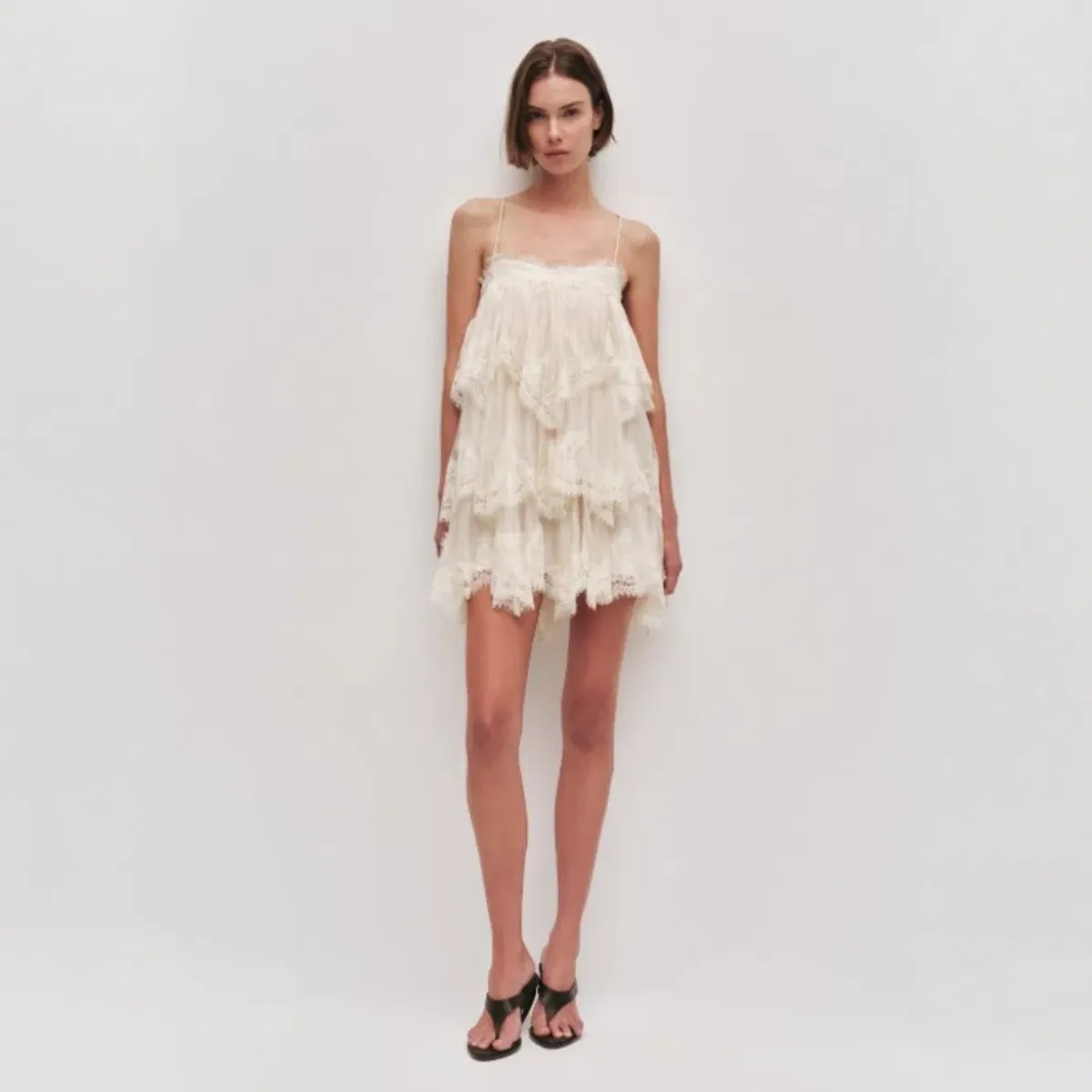 AJE Ophelia Lace Mini Dress In Pastel Yellow Size 14 - Image 1