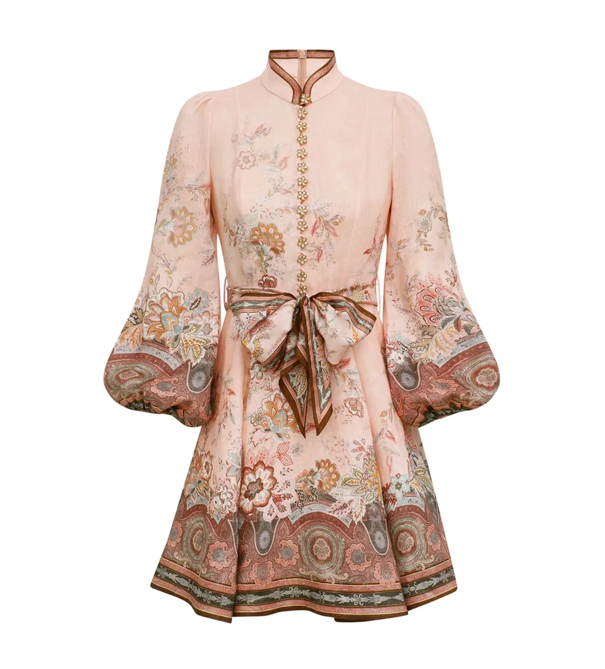 Zimmermann Alchemy Button Mini Dress Pink Paisley Size 2/AU 12 - Image 1