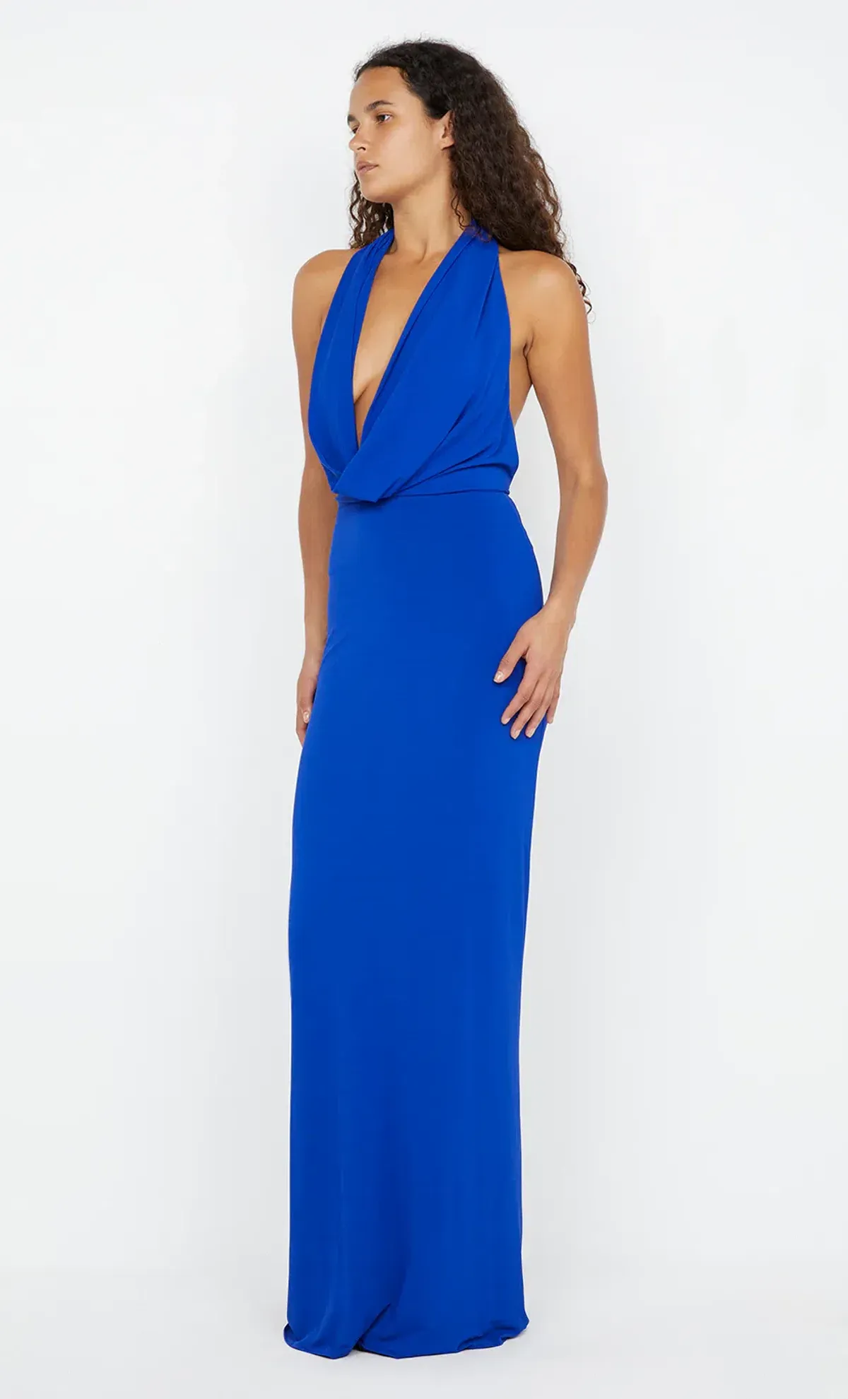 NESSIE COWL NECK MAXI DRESS - ULTRAMARINE BLUE - 10 - Image 3
