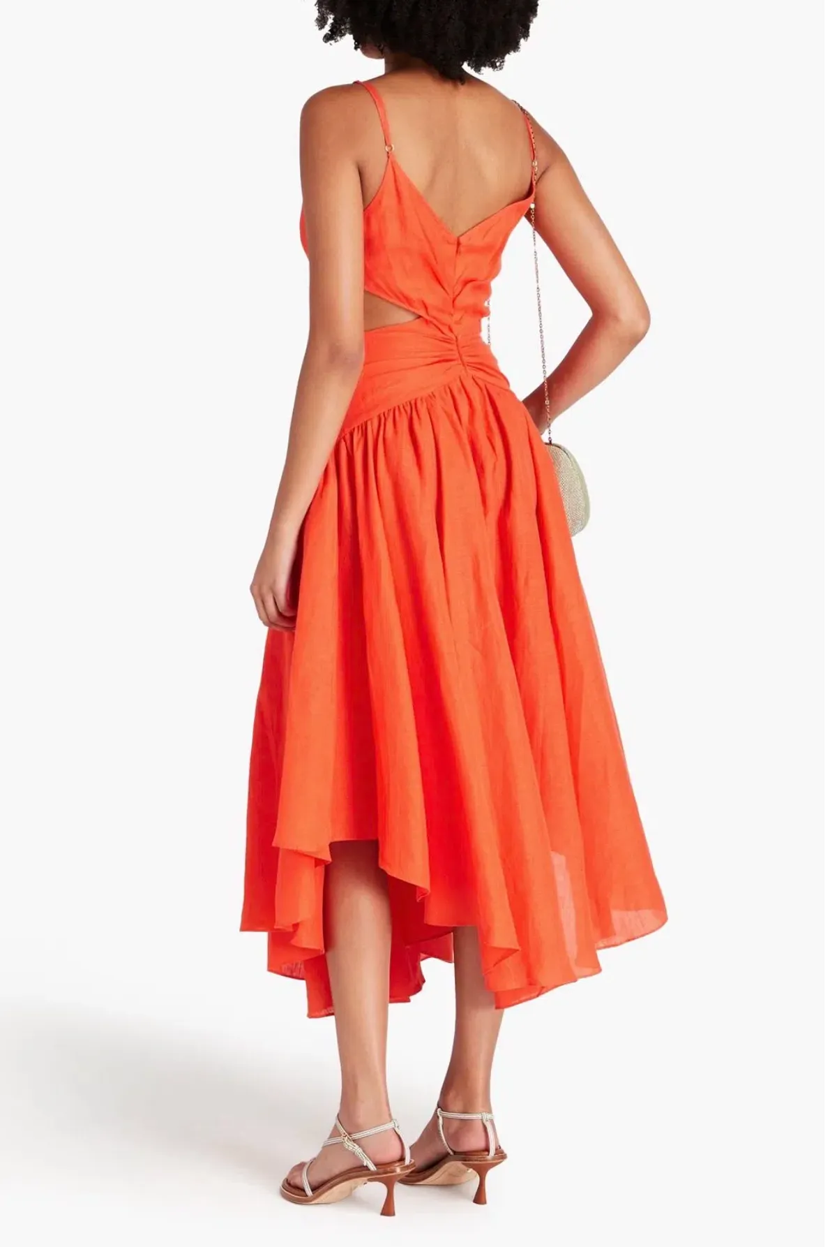 ZIMMERMANN Asymmetric cutout linen midi dress Size 1 - Image 3