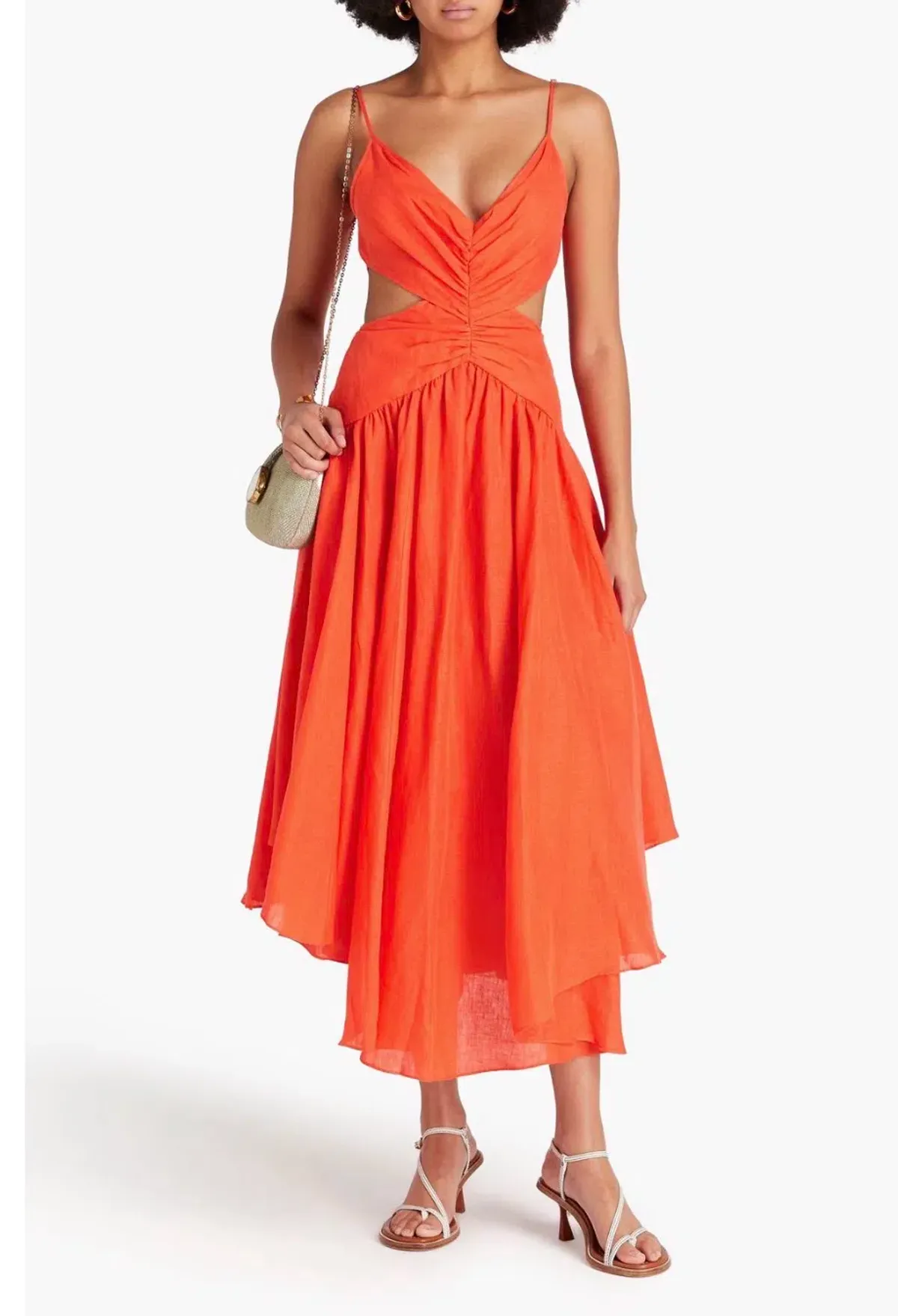 ZIMMERMANN Asymmetric cutout linen midi dress Size 1 - Image 1
