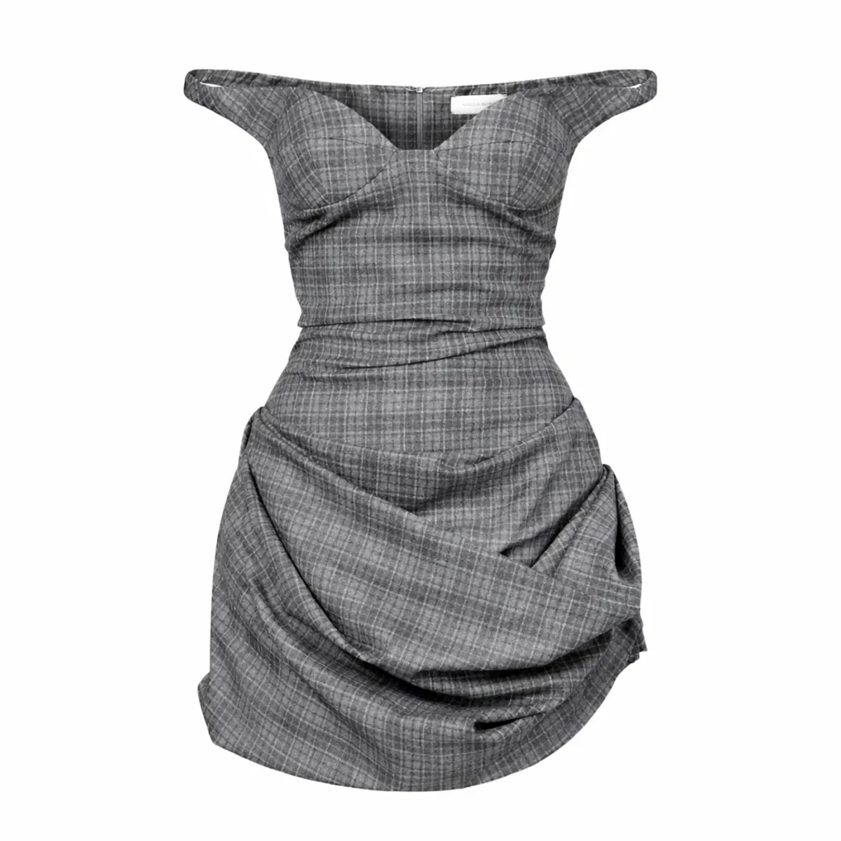 Magda Butrym Ruched Off-Shoulder Wool Bustier Dress - Image 2