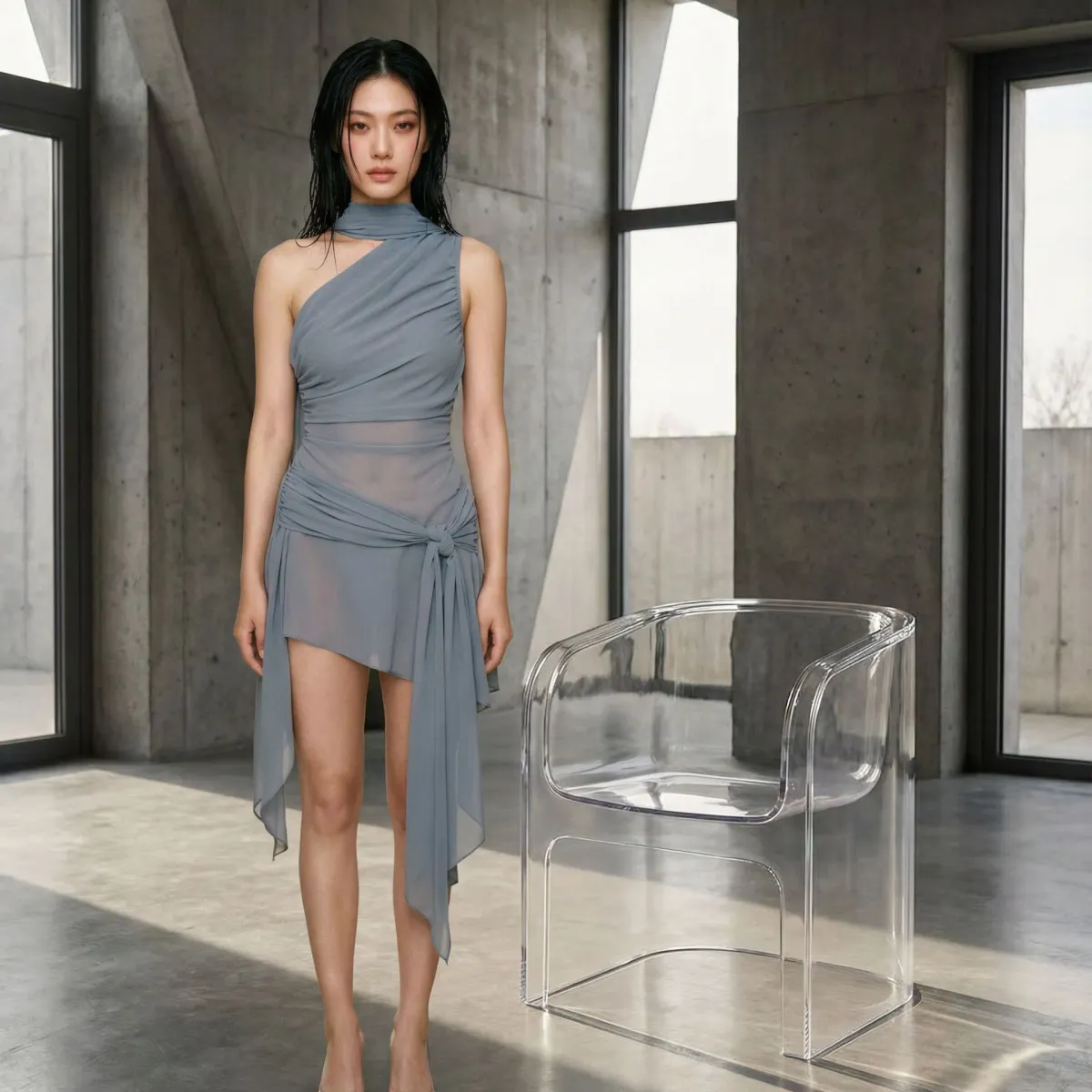 Guizio Cyrielle Dress Gunmetal - Image 3