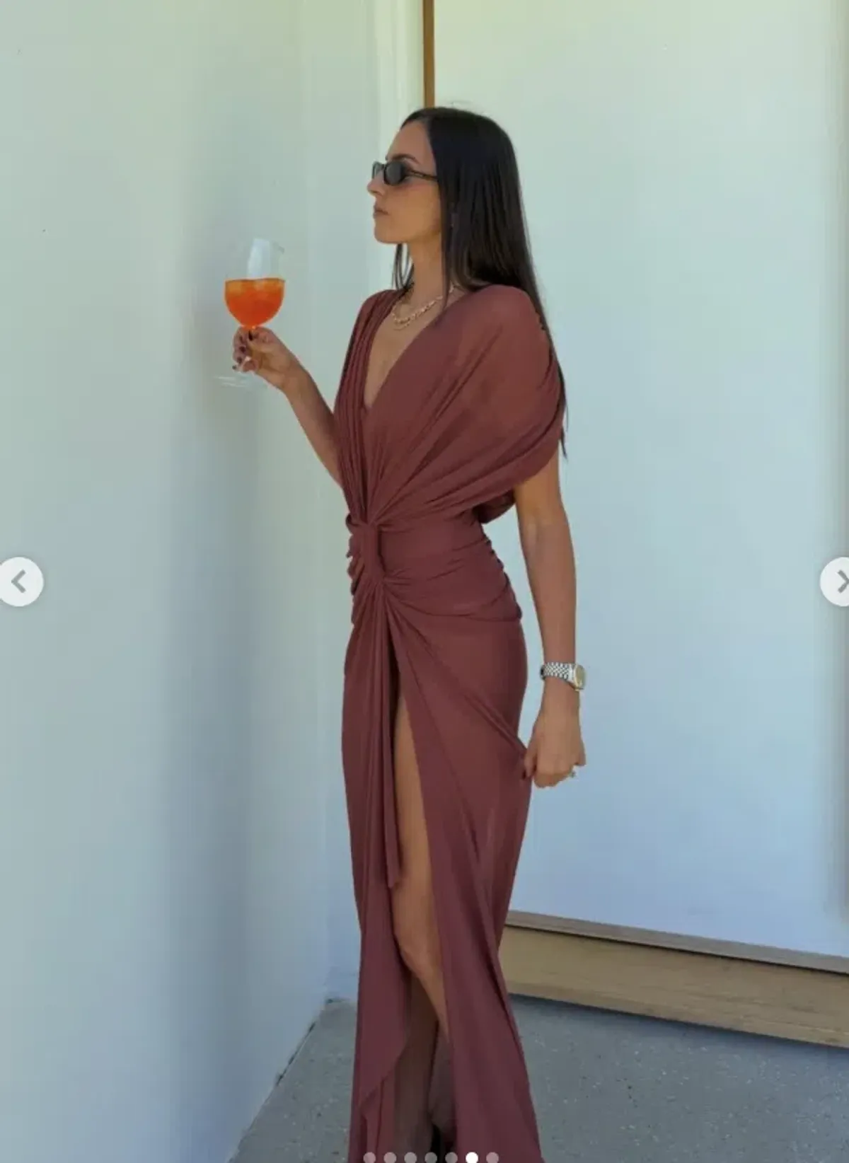 Bec and Bridge Leia Drape Gown Rust White Size 8 - Image 3