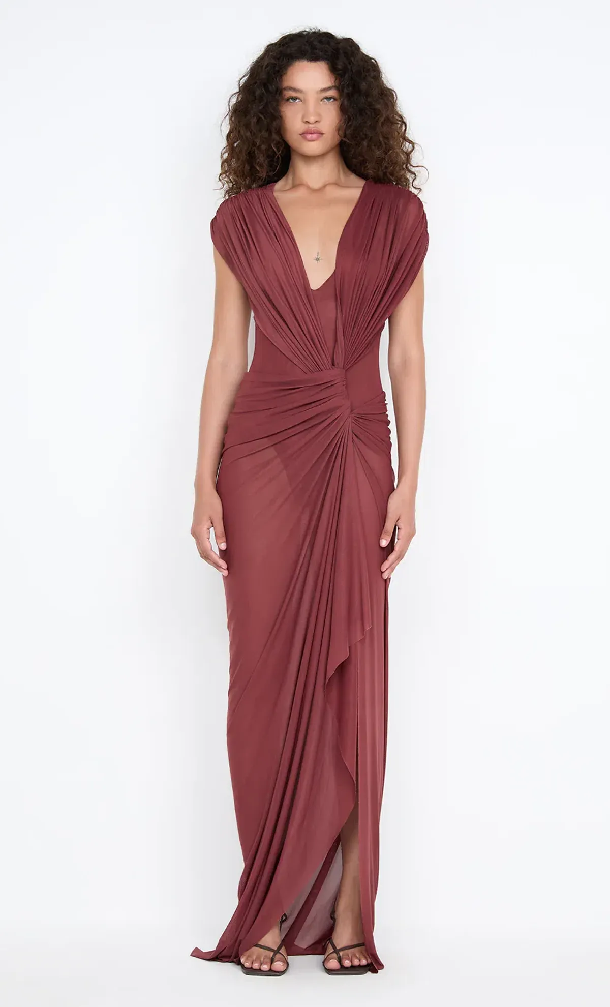 Bec and Bridge Leia Drape Gown Rust White Size 8 - Image 1