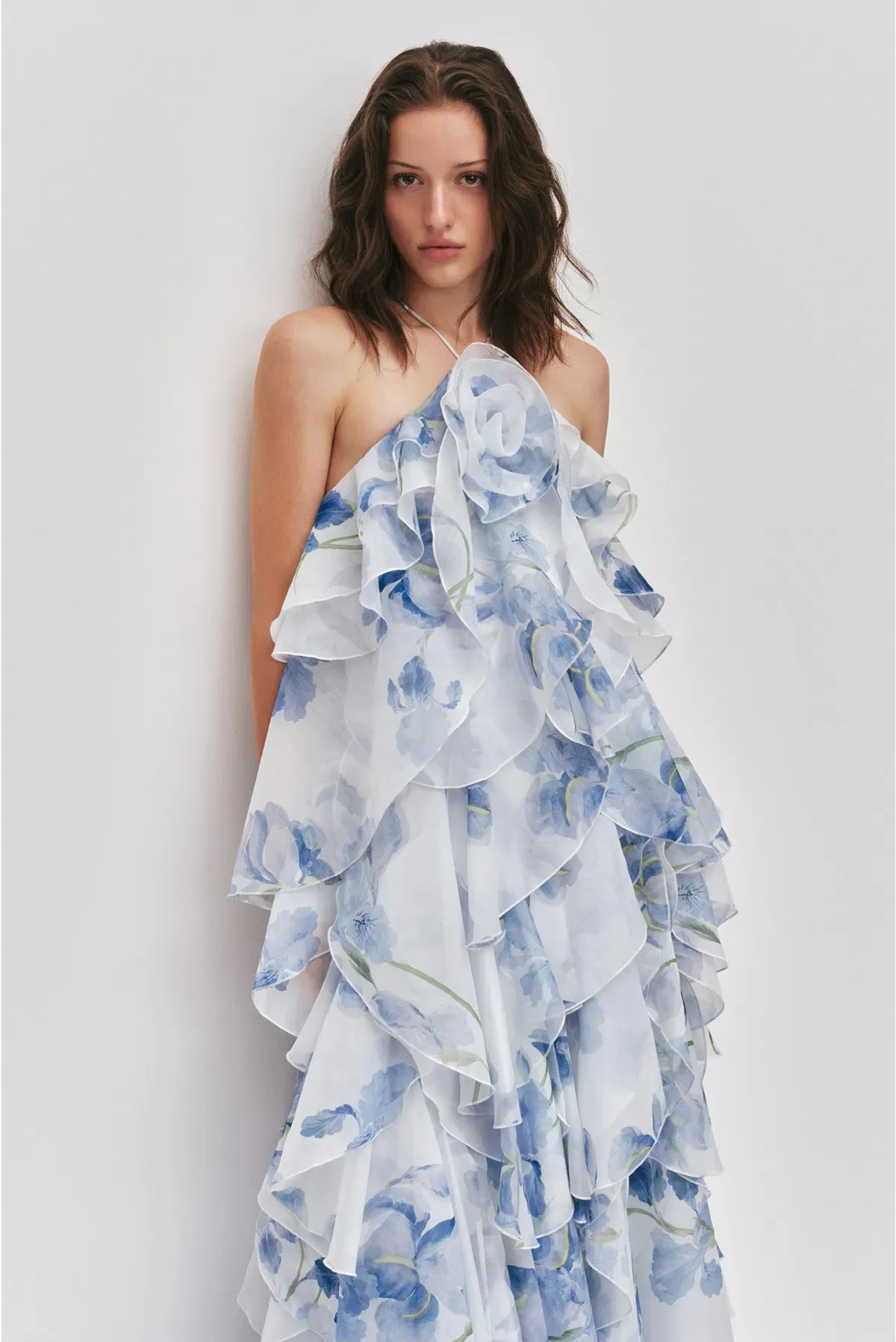 Aje Pandorea Layered Maxi Dress in Iris Blue and White Size S/AU 8 - Image 2