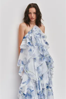 Aje Pandorea Layered Maxi Dress in Iris Blue and White Size S/AU 8 for rent on The Volte - image 2