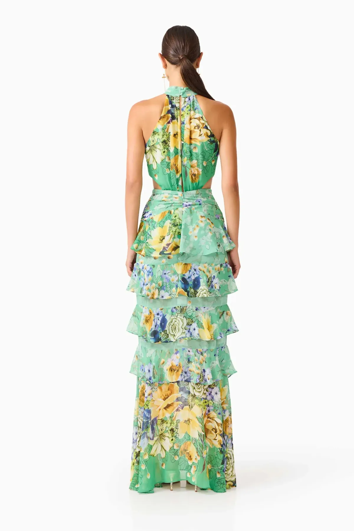 Elliatt Gardenia Halter Maxi Dress in Green Size S/AU 8 - Image 4